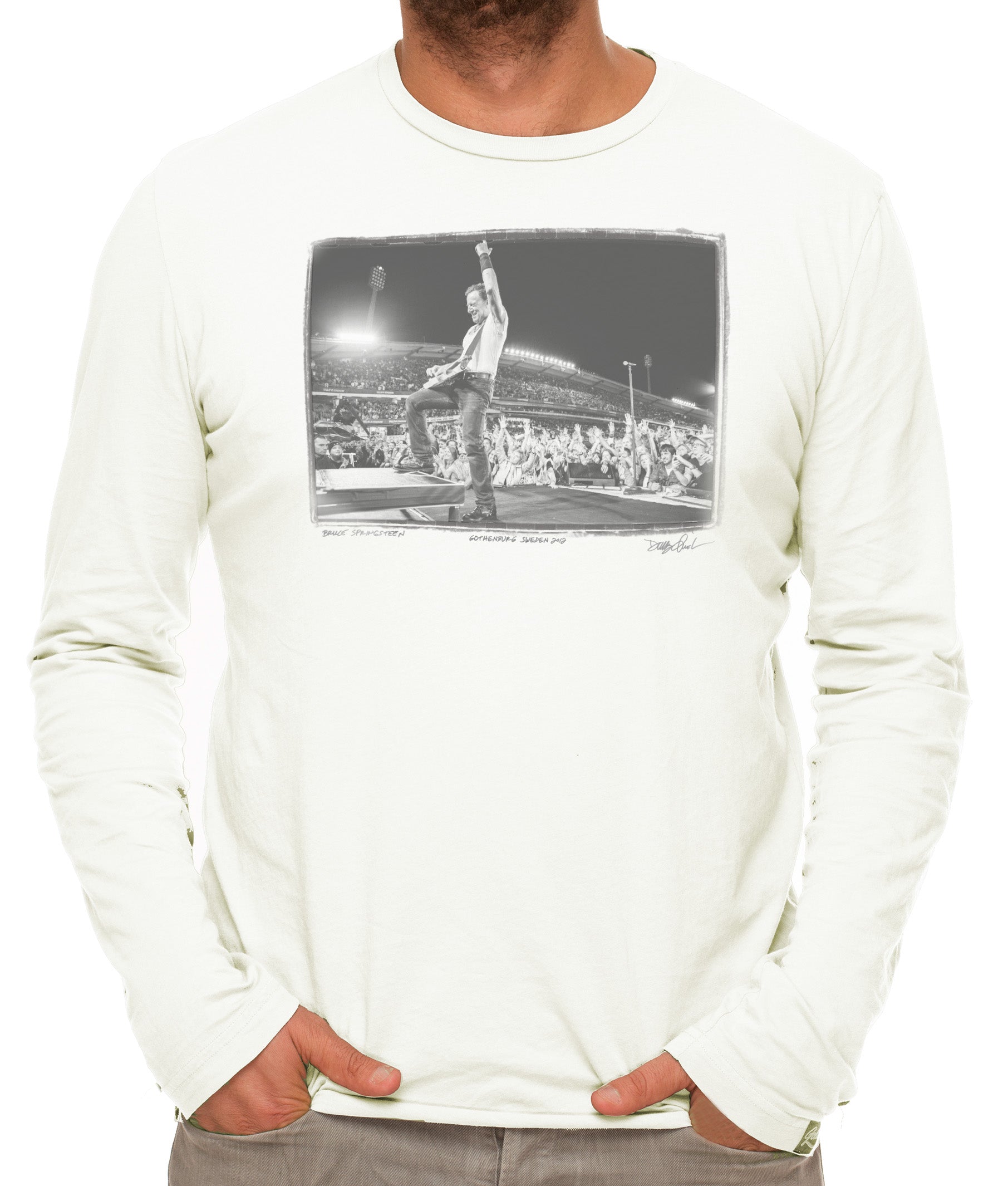 Bruce Springsteen "Concert" (Men's Vintage White Long Sleeve Crew Tee)