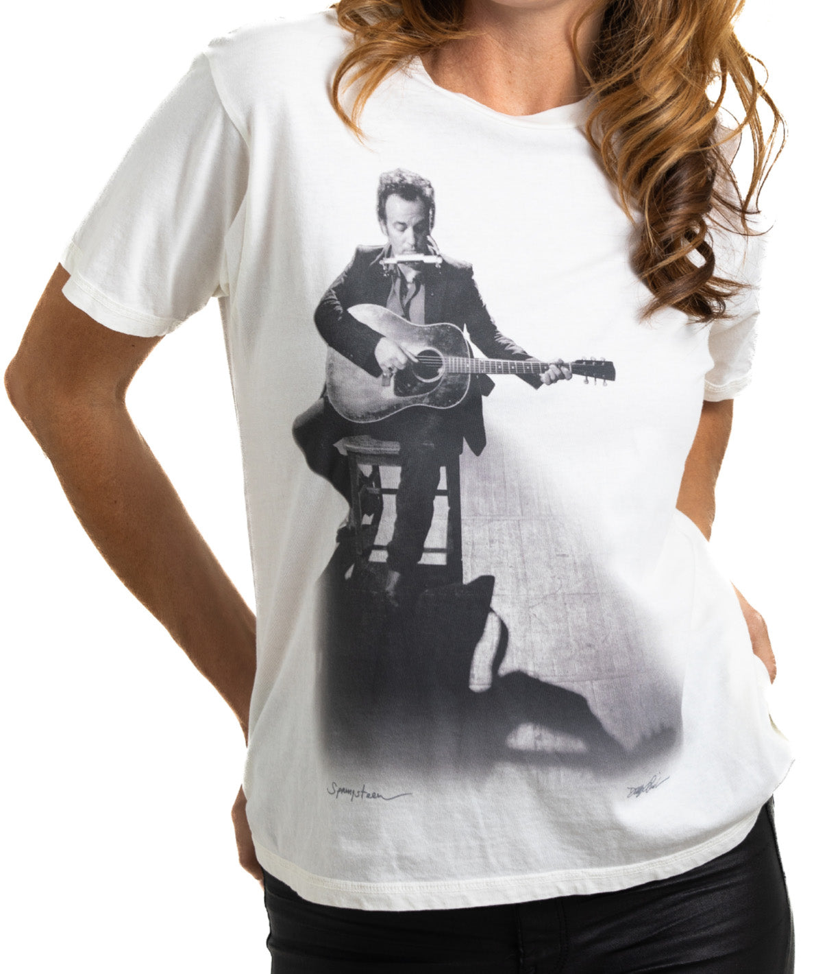 Bruce Springsteen "Acoustic" (Women's Vintage White Tee)