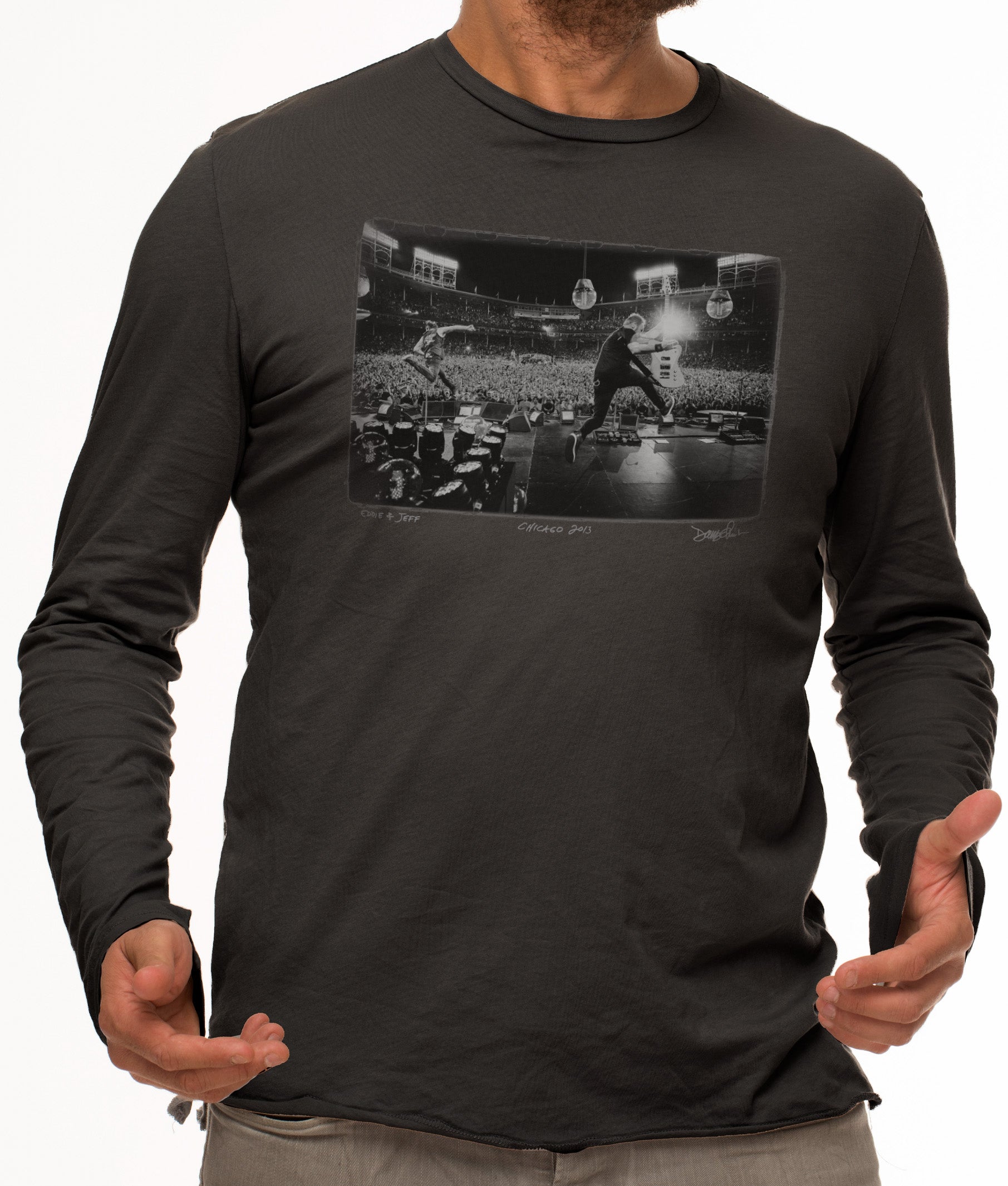 Eddie & Jeff (Men's Faded Black Long Sleeve Crew Tee)